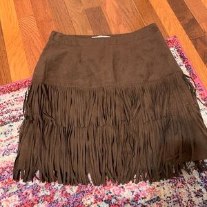NWT brown fringe skirt